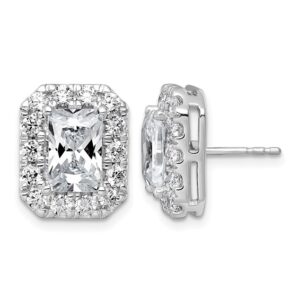 14kw 5 3/4ct Lab Grown Diamond VS+ F+ Comp Radiant Halo Post Earrings