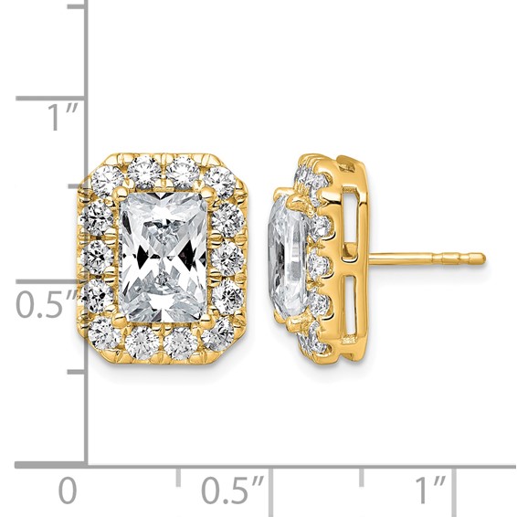 14k 5 3/4ct Lab Grown Diamond VS+ F+ Comp Radiant Halo Post Earrings - Image 4