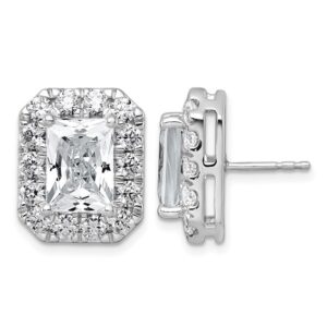 14kw 8 5/8ct Lab Grown Diamond VS+ F+ Comp Radiant Halo Post Earrings