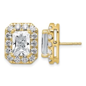 14k 8 5/8ct Lab Grown Diamond VS+ F+ Comp Radiant Halo Post Earrings