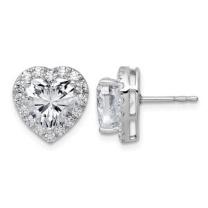 14kw 4 7/8ct Lab Grown Diamond VS+ F+ Complete Heart Halo Post Earrings