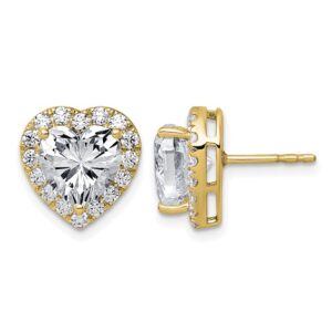14k 4 7/8ct Lab Grown Diamond VS+ F+ Complete Heart Halo Post Earrings