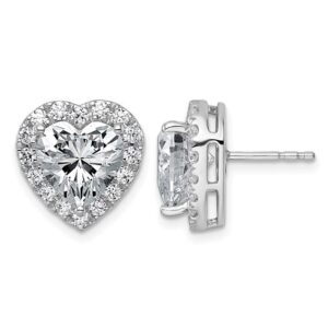 14kw 6ct Lab Grown Diamond VS+ F+ Complete Heart Halo Post Earrings