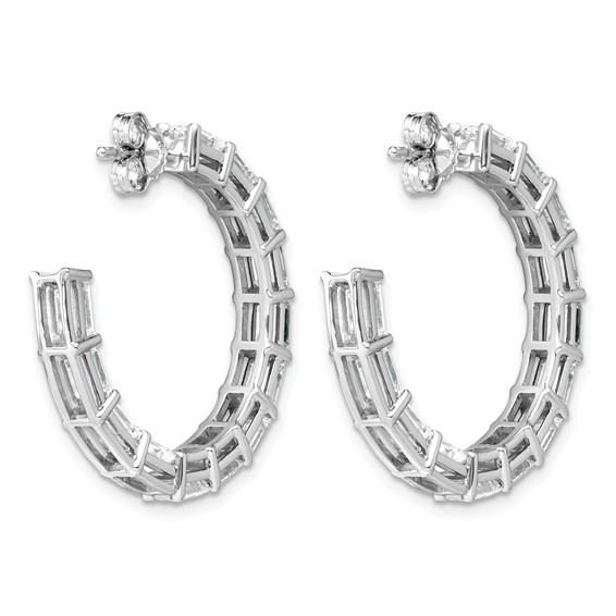 14kw 6 1/2ct Lab Grown Dia VS/SI+ G+ Emerald Comp. In/Out Hoops - Image 4