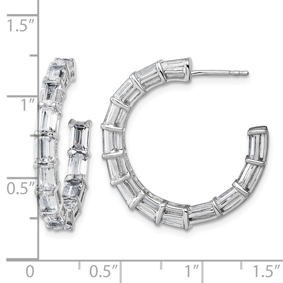 14kw 6 1/2ct Lab Grown Dia VS/SI+ G+ Emerald Comp. In/Out Hoops - Image 5
