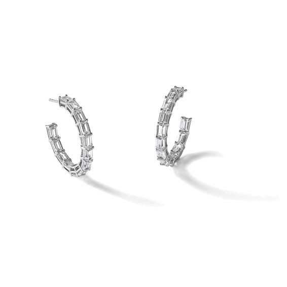 14kw 6 1/2ct Lab Grown Dia VS/SI+ G+ Emerald Comp. In/Out Hoops - Image 6