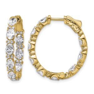 14k 5ct Lab Grown Dia VS+ F+ Oval&Round Complete In/Out Hoop Earrings