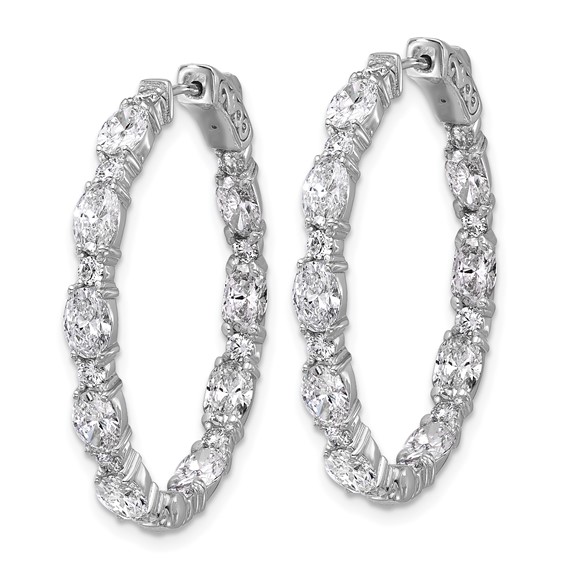 14kw 5 1/4ct Lab Grown Dia VS+ F+ Oval&Round Comp In/Out Hoop Earrings - Image 2