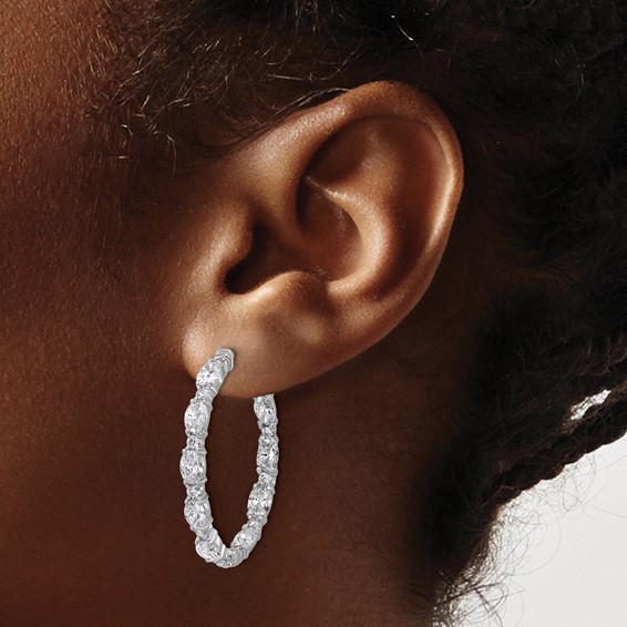 14kw 5 1/4ct Lab Grown Dia VS+ F+ Oval&Round Comp In/Out Hoop Earrings - Image 3