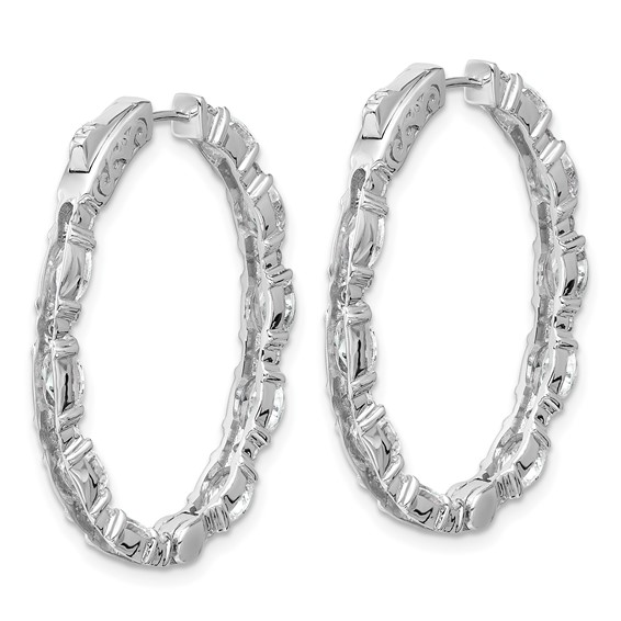 14kw 5 1/4ct Lab Grown Dia VS+ F+ Oval&Round Comp In/Out Hoop Earrings - Image 4