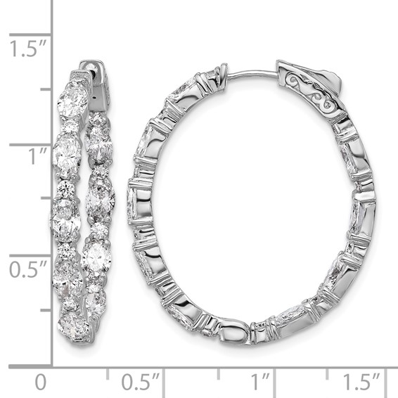 14kw 5 1/4ct Lab Grown Dia VS+ F+ Oval&Round Comp In/Out Hoop Earrings - Image 5