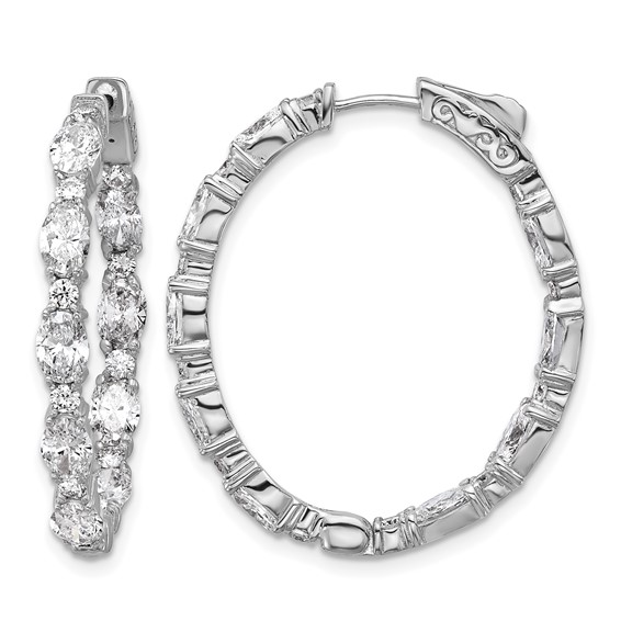 14kw 5 1/4ct Lab Grown Dia VS+ F+ Oval&Round Comp In/Out Hoop Earrings