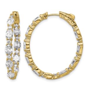 14k 5 1/4ct Lab Grown Dia VS+ F+ Oval&Round Complete In/Out Hoop Earrings