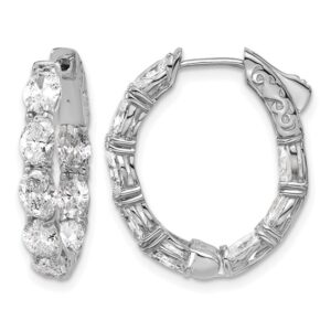 14kw 4ct Lab Grown Dia VS+ F+ Oval&Round Complete In/Out Hoop Earrings