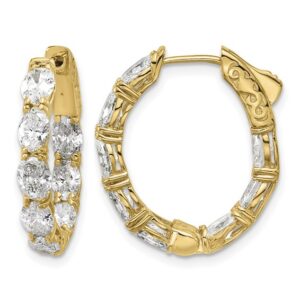 14k 4ct Lab Grown Dia VS+ F+ Oval&Round Complete In/Out Hoop Earrings