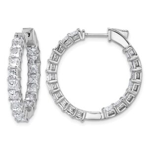 14kw 6 1/8 Lab Grown Dia VS+ F+ Princess Complete In/Out Hoop Earrings