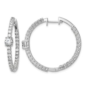 14kw 3ct Lab Grown Dia VS+ F+ Comp. Hinged In/Out Hoop Earrings