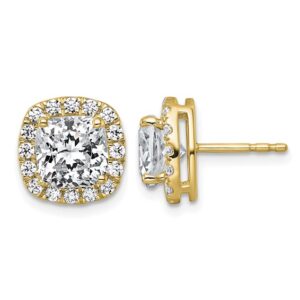 14k 4 5/8ct Lab Grown Diamond VS+ F+ Comp Cushion Halo Post Earrings