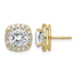 14k 5 7/8ct Lab Grown Diamond VS+ F+ Comp Cushion Halo Post Earrings