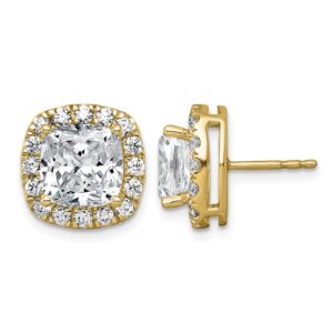 14k 7ct Lab Grown Diamond VS+ F+ Comp Cushion Halo Post Earrings