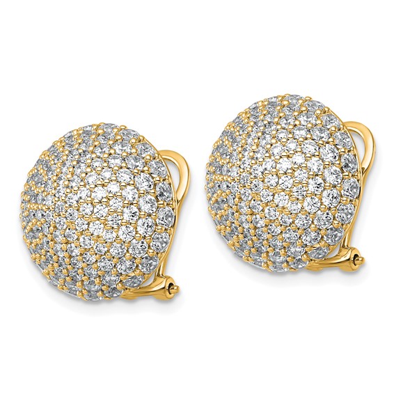 14k 4ct Lab Grown Dia VS+ F+ Pave Ball Comp. Leverback Post Earrings - Image 2