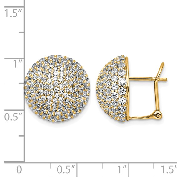 14k 4ct Lab Grown Dia VS+ F+ Pave Ball Comp. Leverback Post Earrings - Image 3
