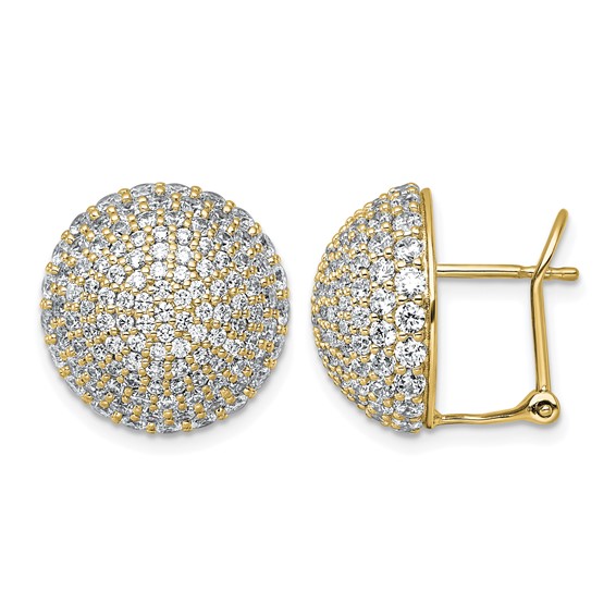 14k 4ct Lab Grown Dia VS+ F+ Pave Ball Comp. Leverback Post Earrings