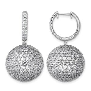 14kw 13 7/8ct Lab Grown Dia VS+ F+ Pave Ball Dangle Hoop Earrings
