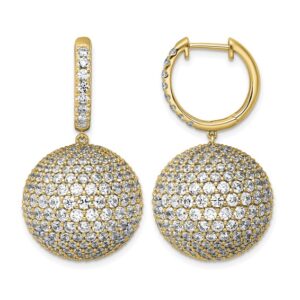 14k 13 7/8ct Lab Grown Dia VS+ F+ Pave Ball Comp. Dangle Hoop Earrings