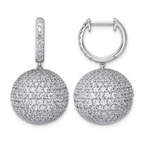 14kw 9 1/2ct Lab Grown Dia VS+ F+ Pave Ball Comp. Dangle Hoop Earrings