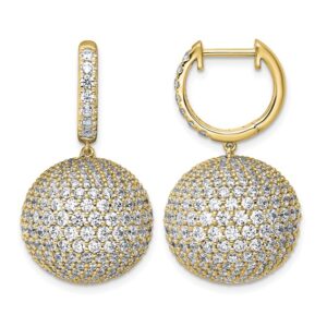 14k 9 1/2ct Lab Grown Dia VS+ F+ Pave Ball Comp. Dangle Hoop Earrings