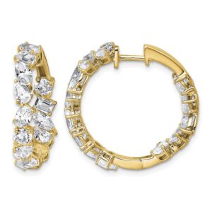 14k 4 1/2ct Lab Grown Dia VS+ F+ Comp. Hinged In/Out Hoop Earrings