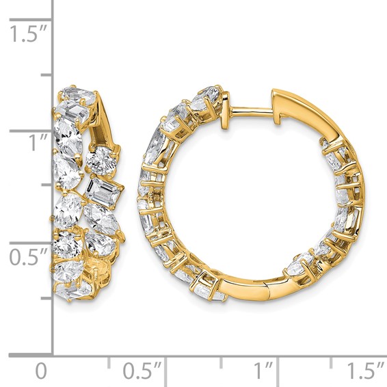 14k 4 1/2ct Lab Grown Dia VS+ F+ Comp. Hinged In/Out Hoop Earrings - Image 3