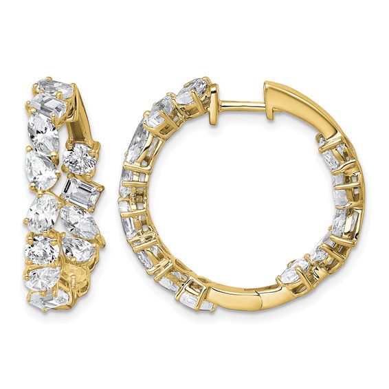 14k 4 1/2ct Lab Grown Dia VS+ F+ Comp. Hinged In/Out Hoop Earrings