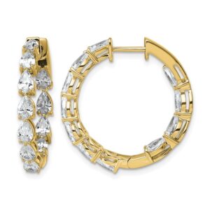 14k 3 1/3ct Lab Grown Dia VS+ F+ Comp. Hinged In/Out Hoop Earrings