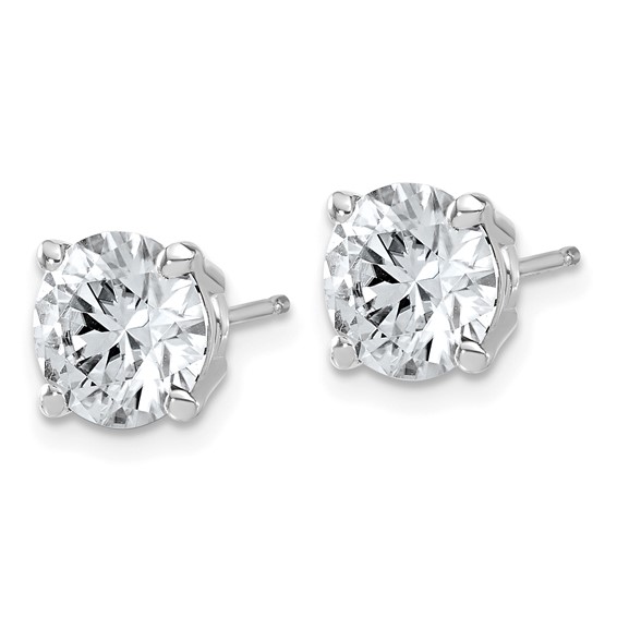 14kw 4ct Lab Grown Dia VS+ F+ Round Angled Complete Stud Earrings - Image 2