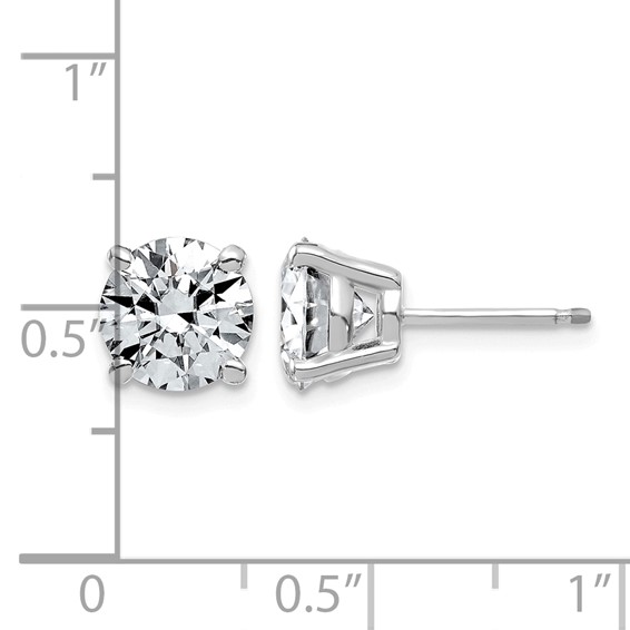 14kw 4ct Lab Grown Dia VS+ F+ Round Angled Complete Stud Earrings - Image 3