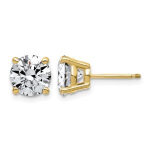 14ky 4ct Lab Grown Dia VS+ F+ Round Angled Complete Stud Earrings