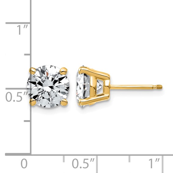 14ky 4ct Lab Grown Dia VS+ F+ Round Angled Complete Stud Earrings - Image 4