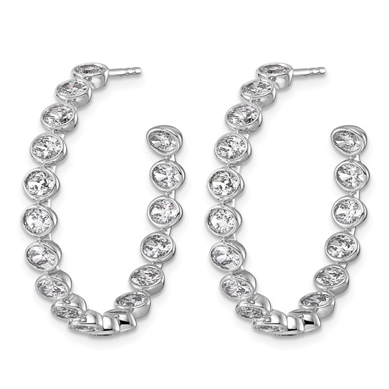 14kw 3 1/5ct LabGrown Dia VS+ F+ Post East/West Oval Comp Hoop Earrings - Image 2