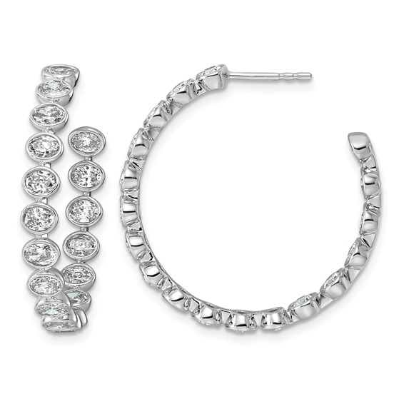 14kw 3 1/5ct LabGrown Dia VS+ F+ Post East/West Oval Comp Hoop Earrings