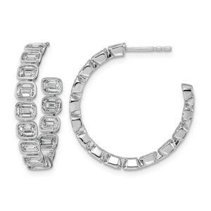 14kw 4ct LabGrown Dia VS+ F+ Post East/West Emerald Comp Hoop Earrings