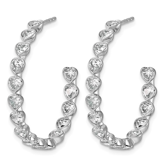 14kw 3ct Lab Grown Dia VS+ F+ Post Heart Comp Hoop Earrings - Image 2
