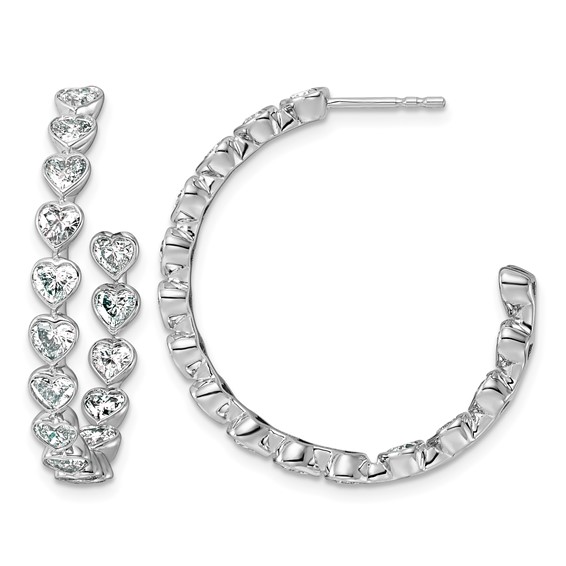 14kw 3ct Lab Grown Dia VS+ F+ Post Heart Comp Hoop Earrings