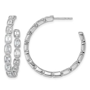 14kw 4ct Lab Grown Dia VS+ F+ Post Emerald Comp Hoop Earrings