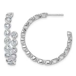 14kw 3 1/2ct Lab Grown Dia VS+ F+ Post Round Comp Hoop Earrings