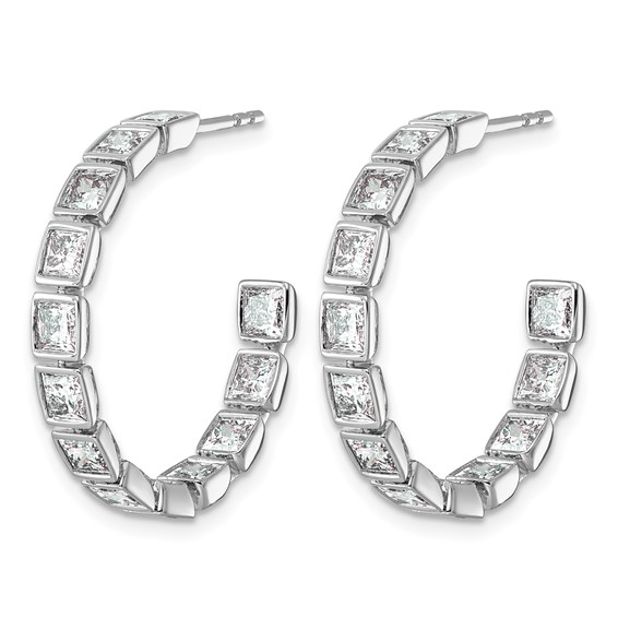 14kw 4 1/4ct Lab Grown Dia VS+ F+ Post Princess Comp Hoop Earrings - Image 2