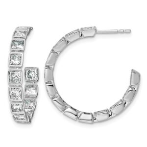 14kw 4 1/4ct Lab Grown Dia VS+ F+ Post Princess Comp Hoop Earrings