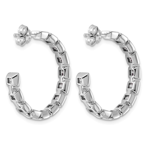 14kw 4 1/4ct Lab Grown Dia VS+ F+ Post Princess Comp Hoop Earrings - Image 3