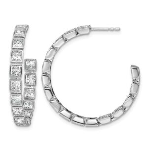 14kw 5 1/4ct Lab Grown Dia VS+ F+ Post Princess Comp Hoop Earrings